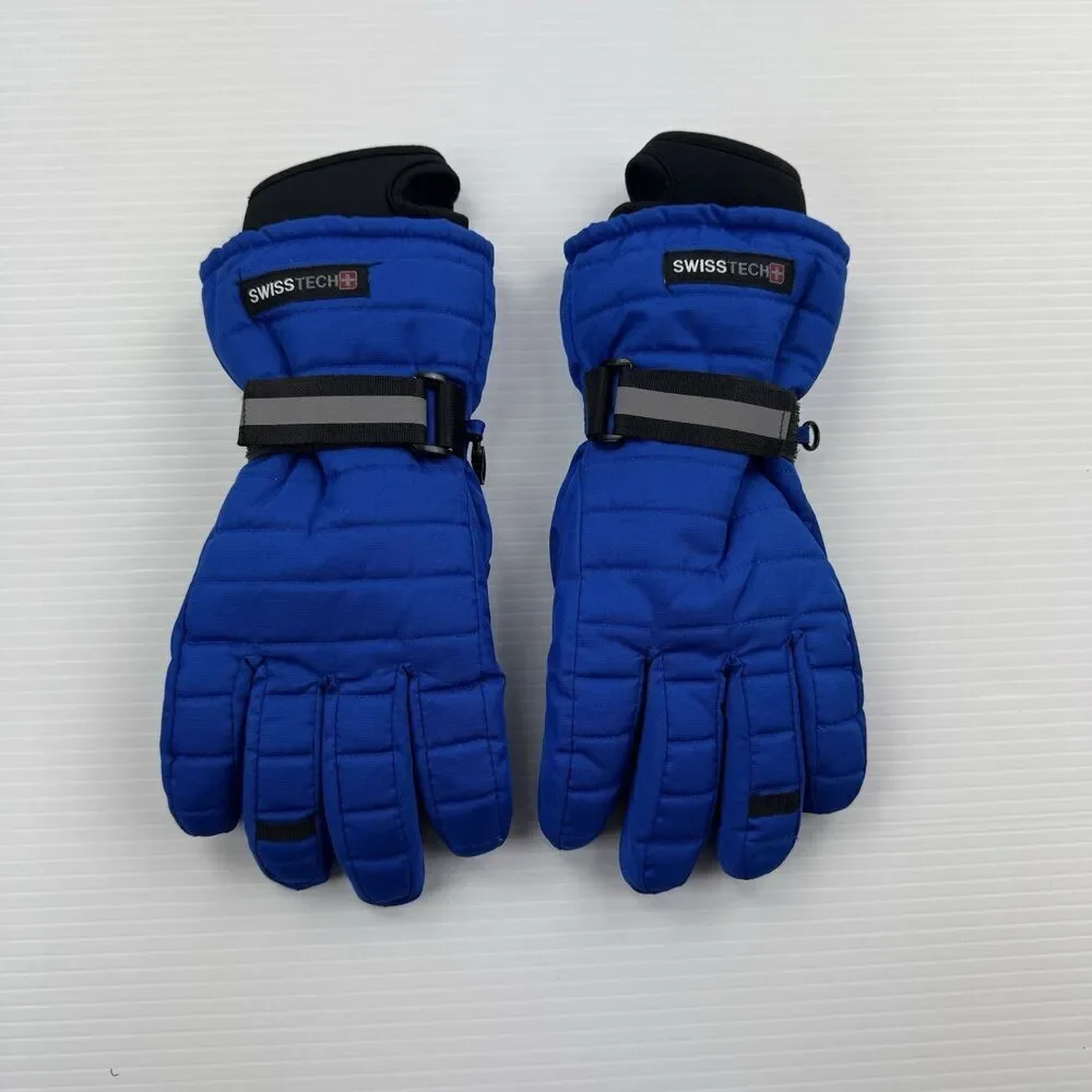 Swiss Tech Boys Waterproof Winter Gloves Blue L/XL Insulated Ski Snow